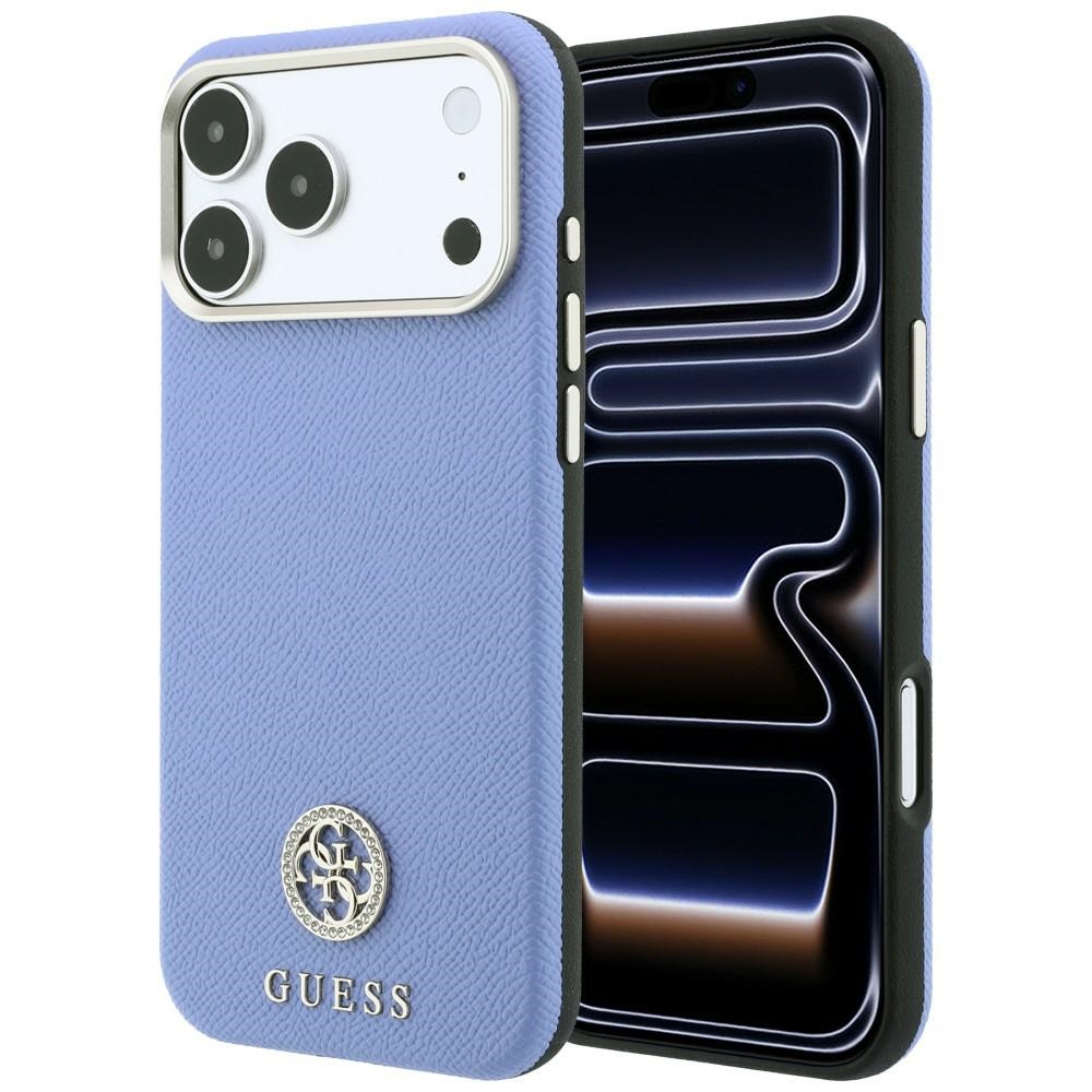 Guess Grained Round Strass Logo MagSafe fodral för Iphone 18 Pro Max / 17 Pro Max blå