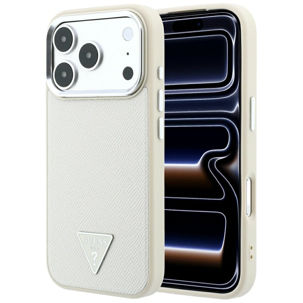 Guess Grained Triangle Logo MagSafe fodral för Iphone 18 Pro Max / 17 Pro Max beige