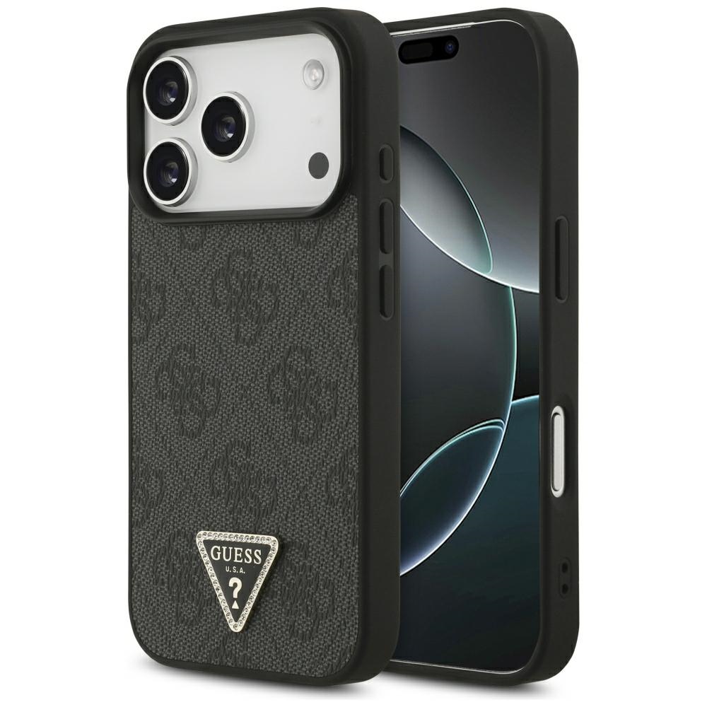 Guess Leather 4G Triangle Strass MagSafe fodral för Iphone 18 Pro / 17 Pro svart