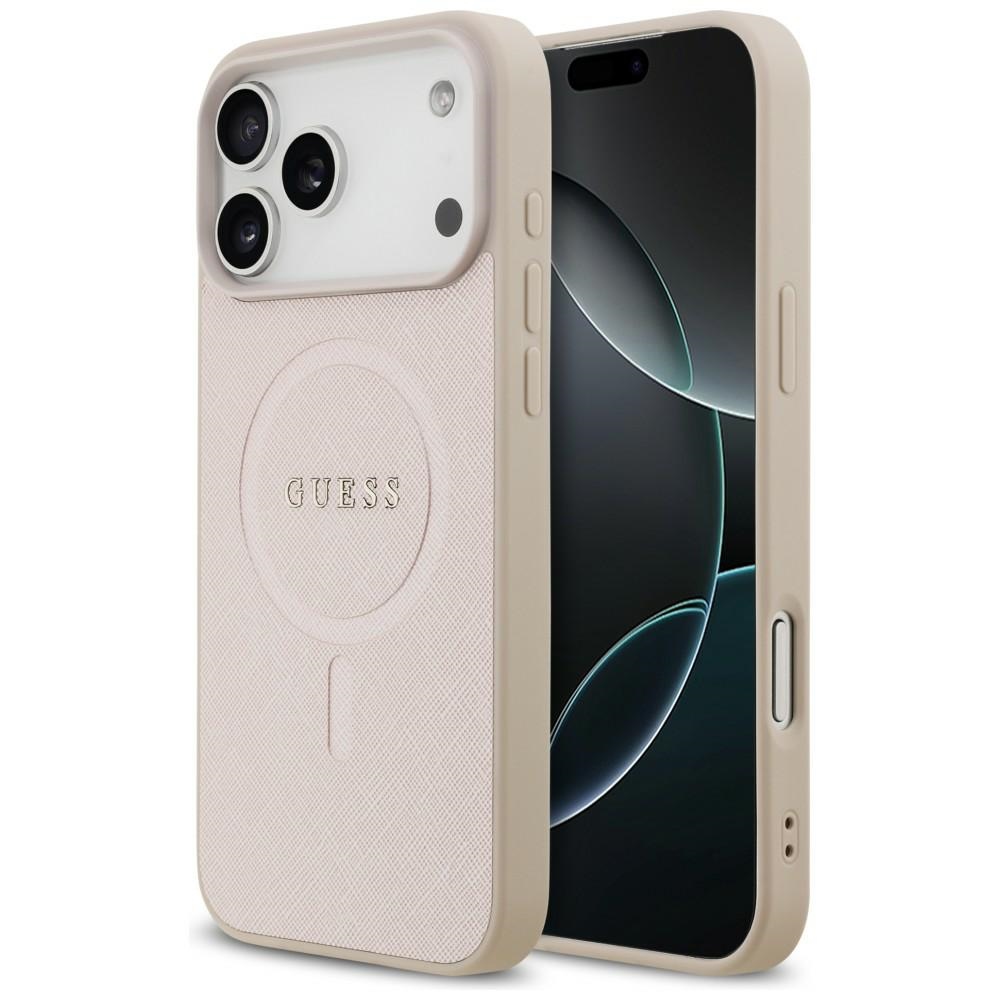 Guess Saffiano Classic Logo MagSafe fodral för Iphone 18 Pro Max / iPhone 17 Pro Max rosa
