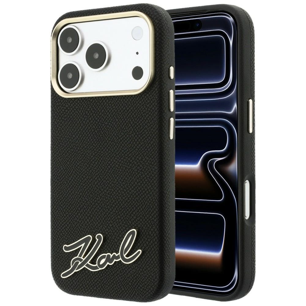 Karl Lagerfeld Grained with Resin Signature Logo MagSafe fodral för Iphone 18 Pro / 17 Pro svart