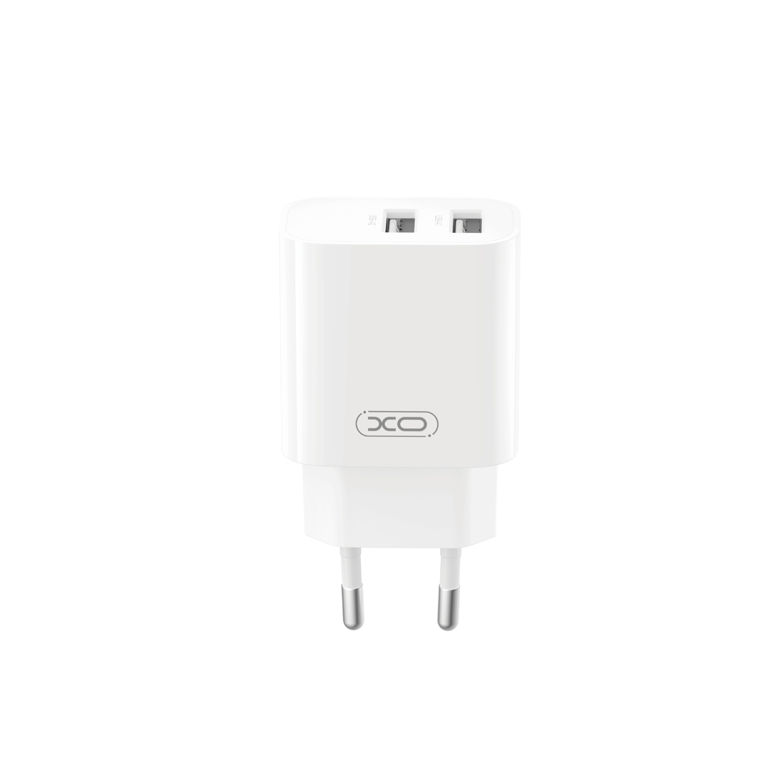 XO wall laddare CE55 2x USB 2,4A vit