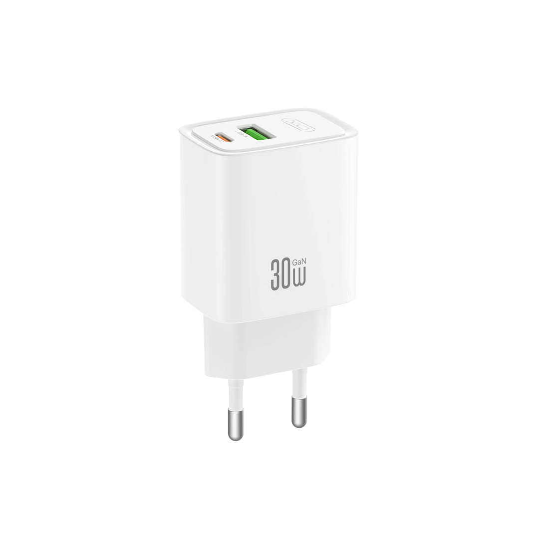 XO wall laddare CE54 PD 30W 1x USB-C 1x USB vit