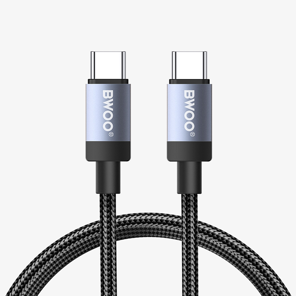 BWOO BO-X401CC braided kabel USB-C - USB-C 1m PD 65W svart
