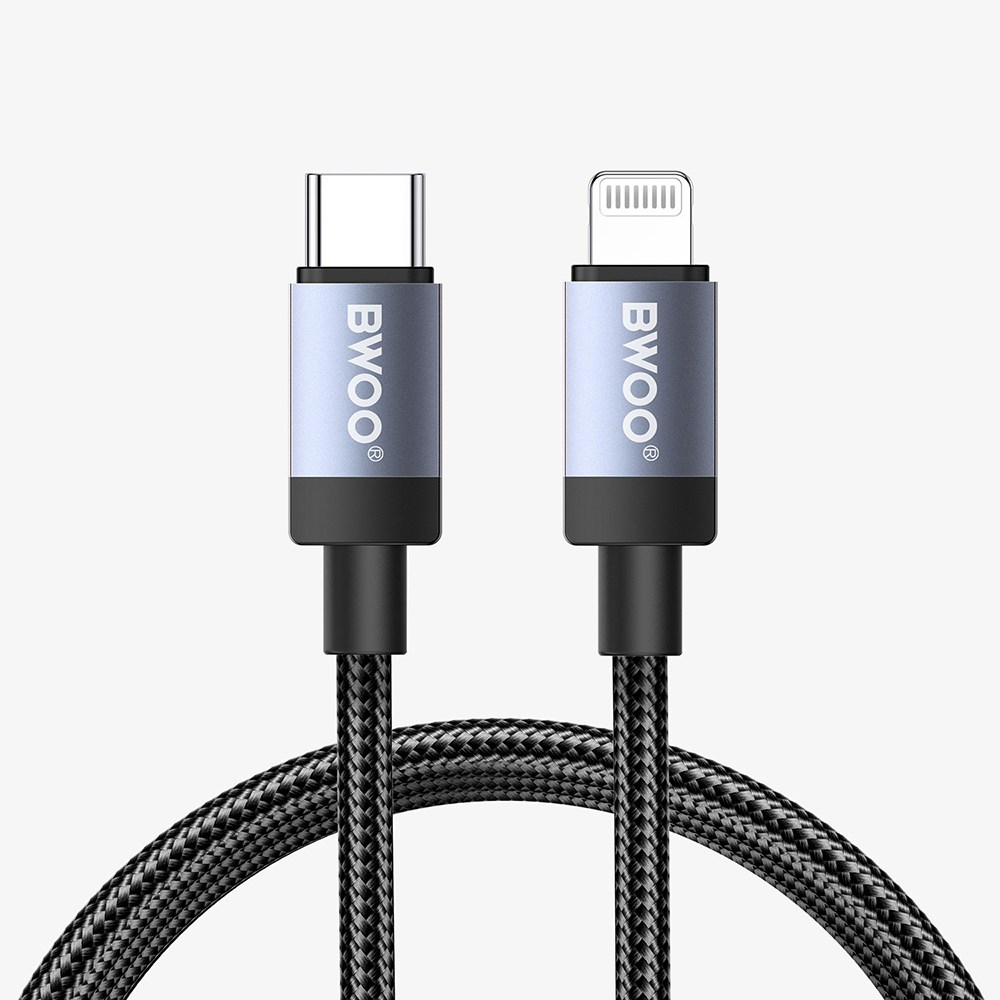 BWOO BO-X401CL braided kabel USB-C - Lightning 1m PD 30W svart