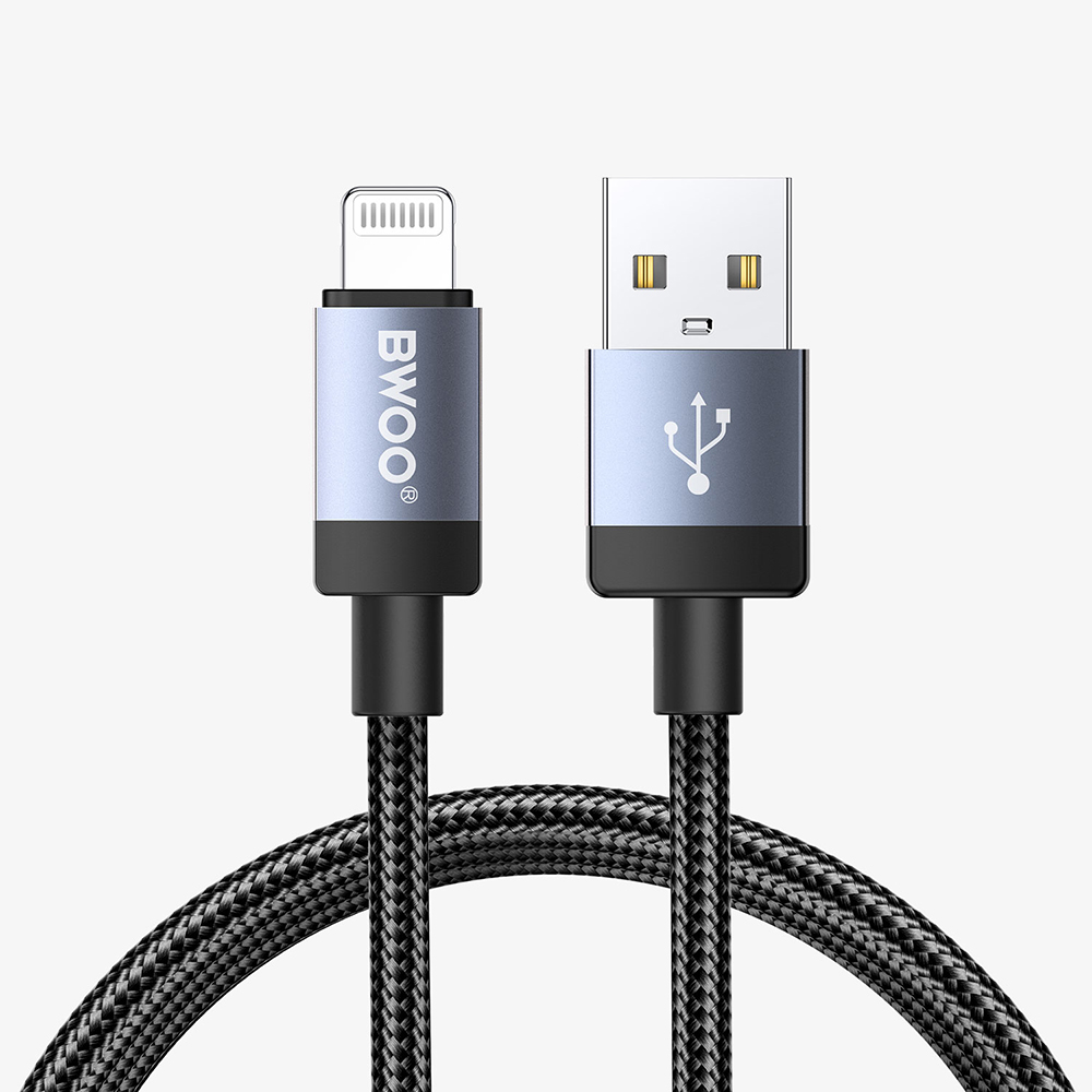 BWOO BO-X401L braided kabel USB-A - Lightning 1m Fast Charging 3A svart