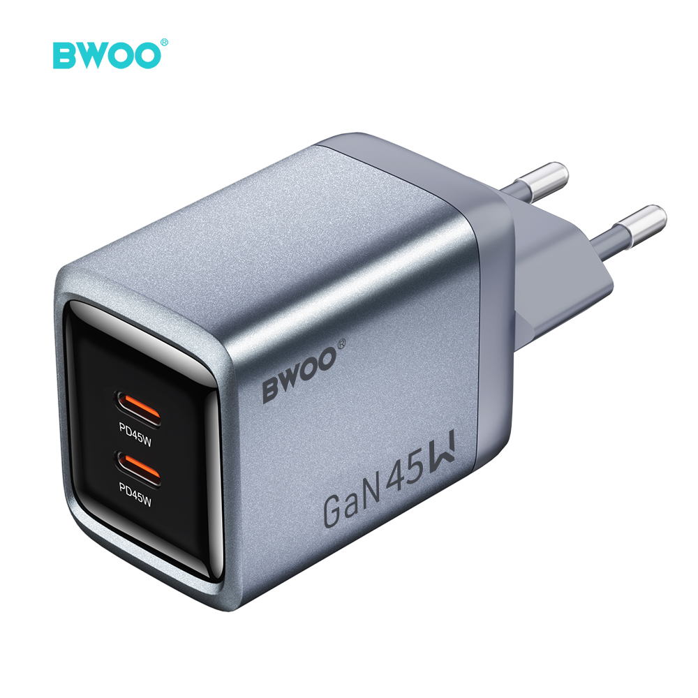 BWOO BO-CDA239 wall laddare 2xUSB-C 3A PD 45W grå with PPS