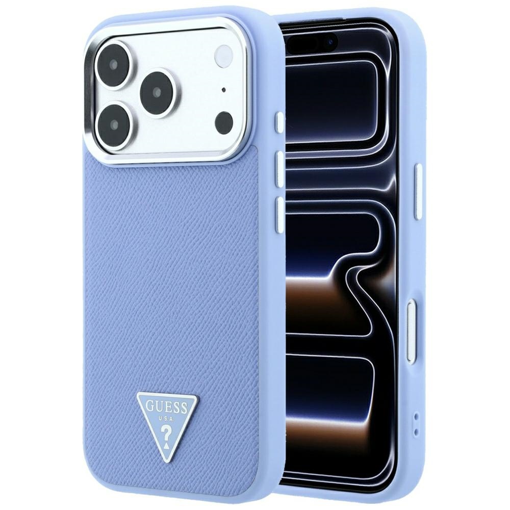 Guess Grained Triangle Logo MagSafe fodral för iPhone 18 Pro / 17 Pro blå