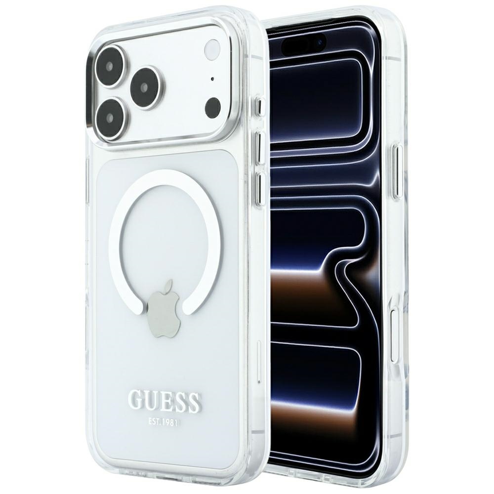 Guess Metal Outline MagSafe fodral för iPhone 18 Pro Max / 17 Pro Max silver