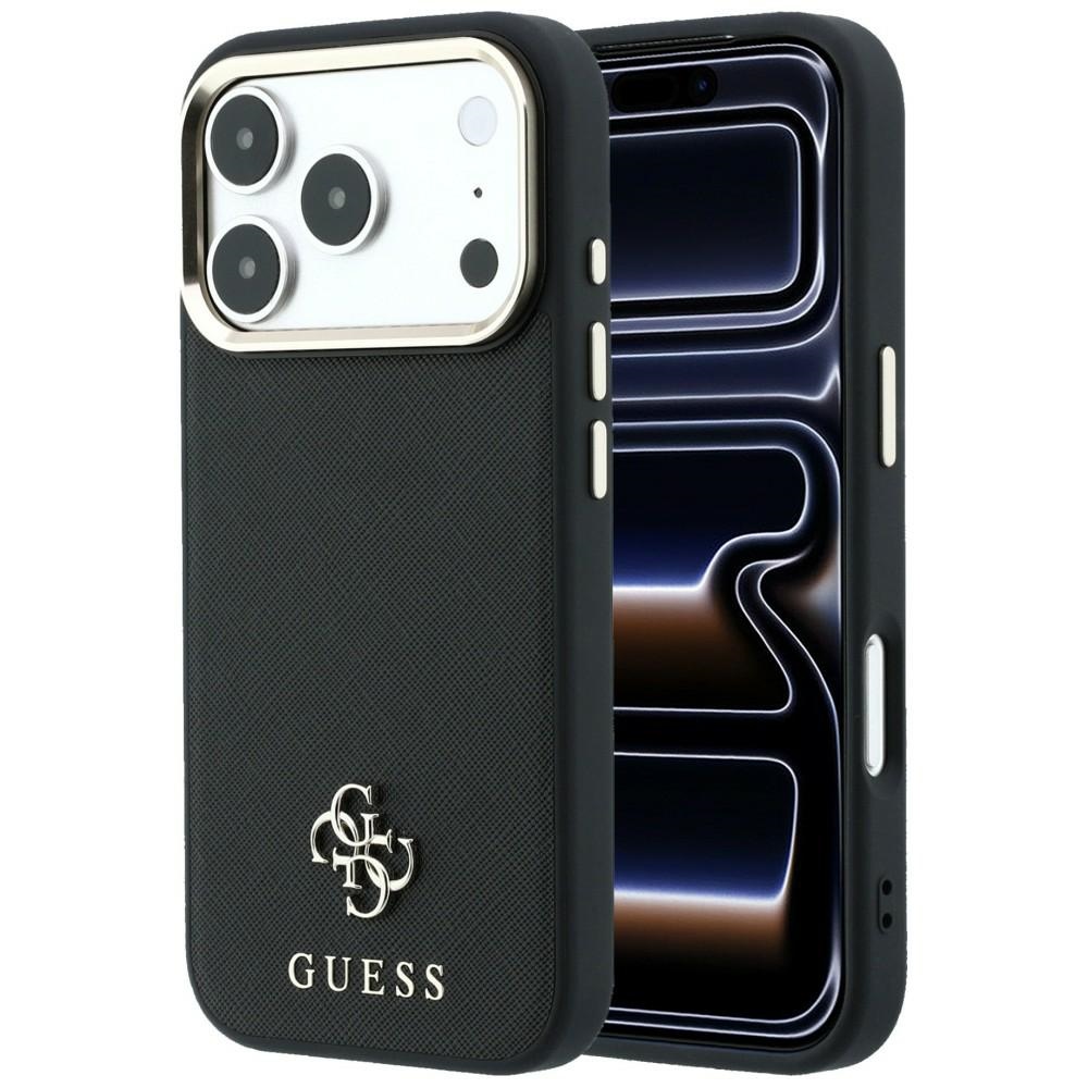 Guess Saffiano Small 4G & Classic Logo MagSafe fodral för iPhone 18 Pro / 17 Pro svart