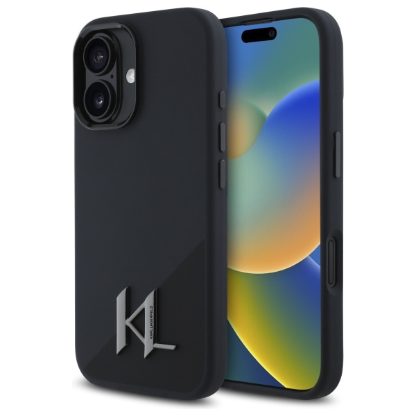 Karl Lagerfeld KLHMP16SSCMKMPCK iPhone 16 czarny / svart hardcase Silicone Shadow Metal Initial MagSafe
