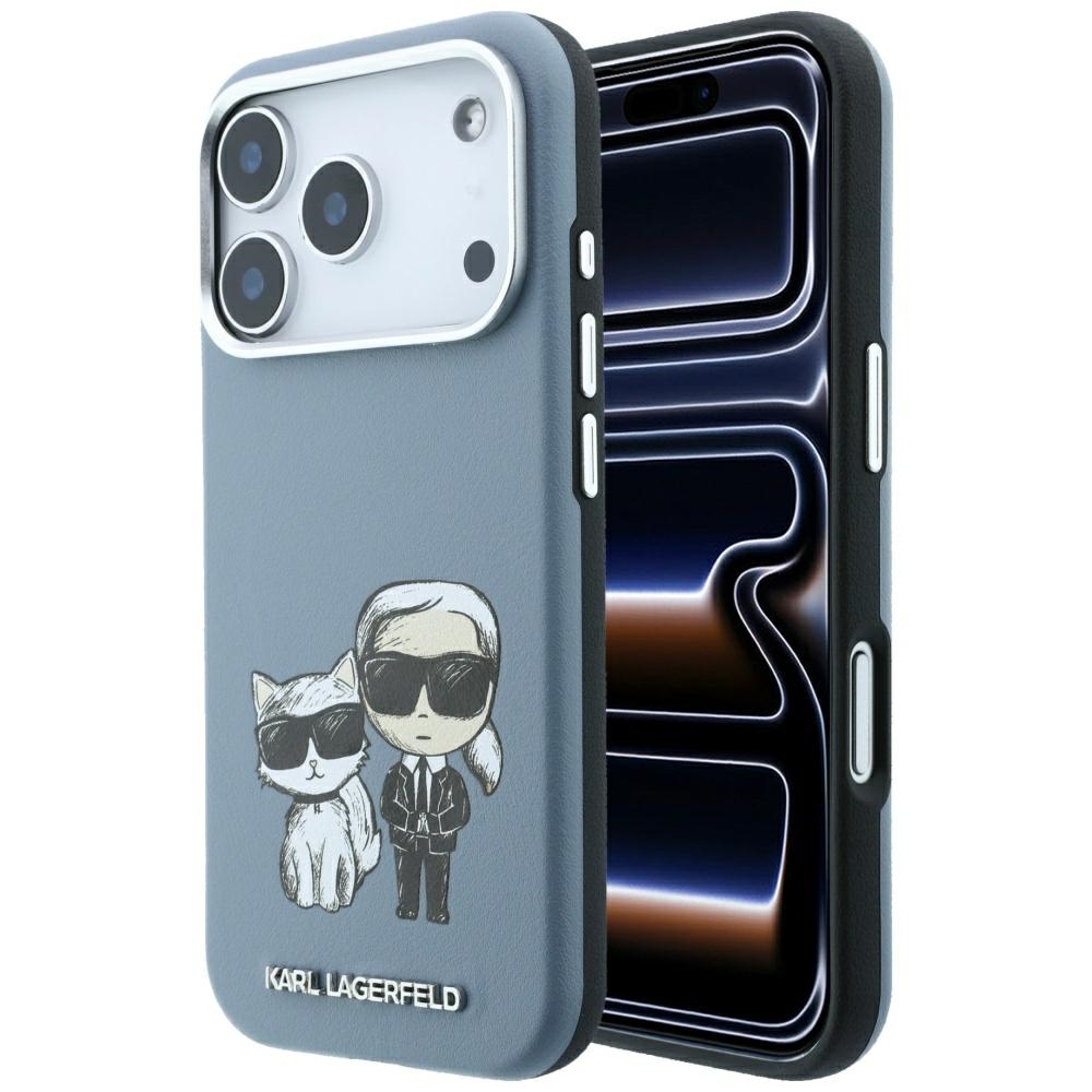 Karl Lagerfeld Smooth Karl Choupette Bodies Sketch MagSafe fodral för iPhone 18 Pro Max / 17 Pro Max ljusblå