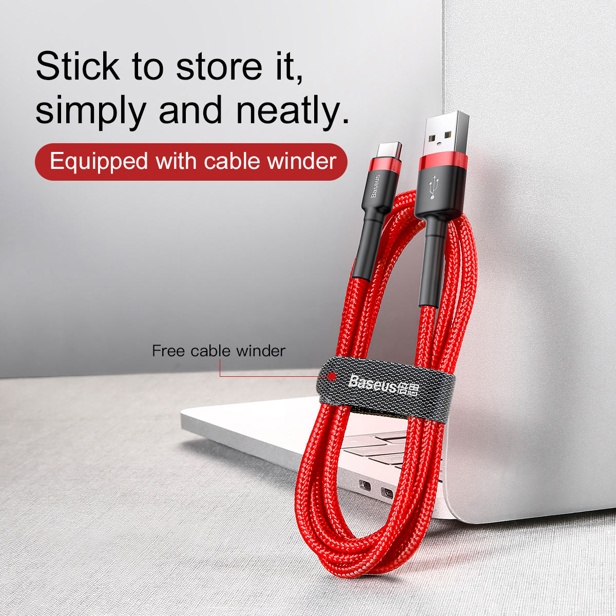 Baseus cable Cafule USB – USB-C 0,5 m 3A red