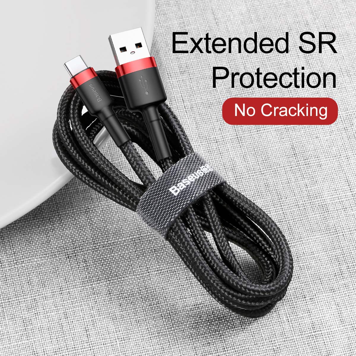 Baseus cable Cafule USB – USB-C 0,5 m 3A red-black