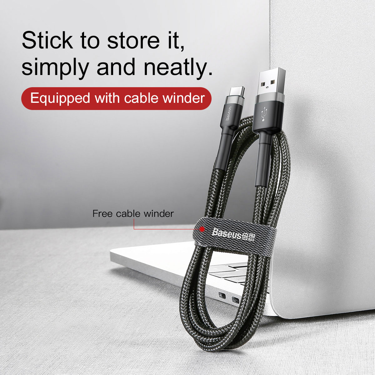 Baseus cable Cafule USB – USB-C 0,5 m 3A gray-black