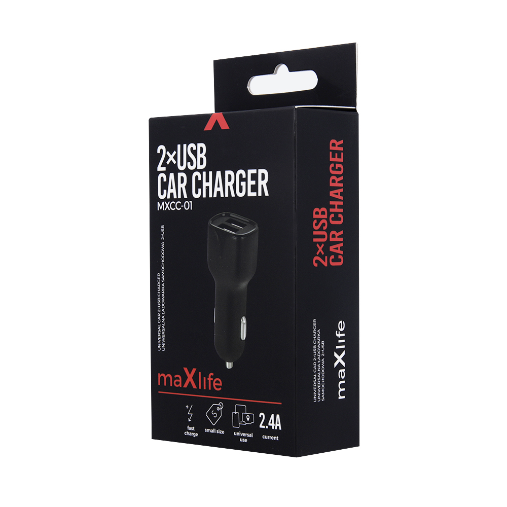 Maxlife MXCC-01 car charger 2x USB 2.4A black