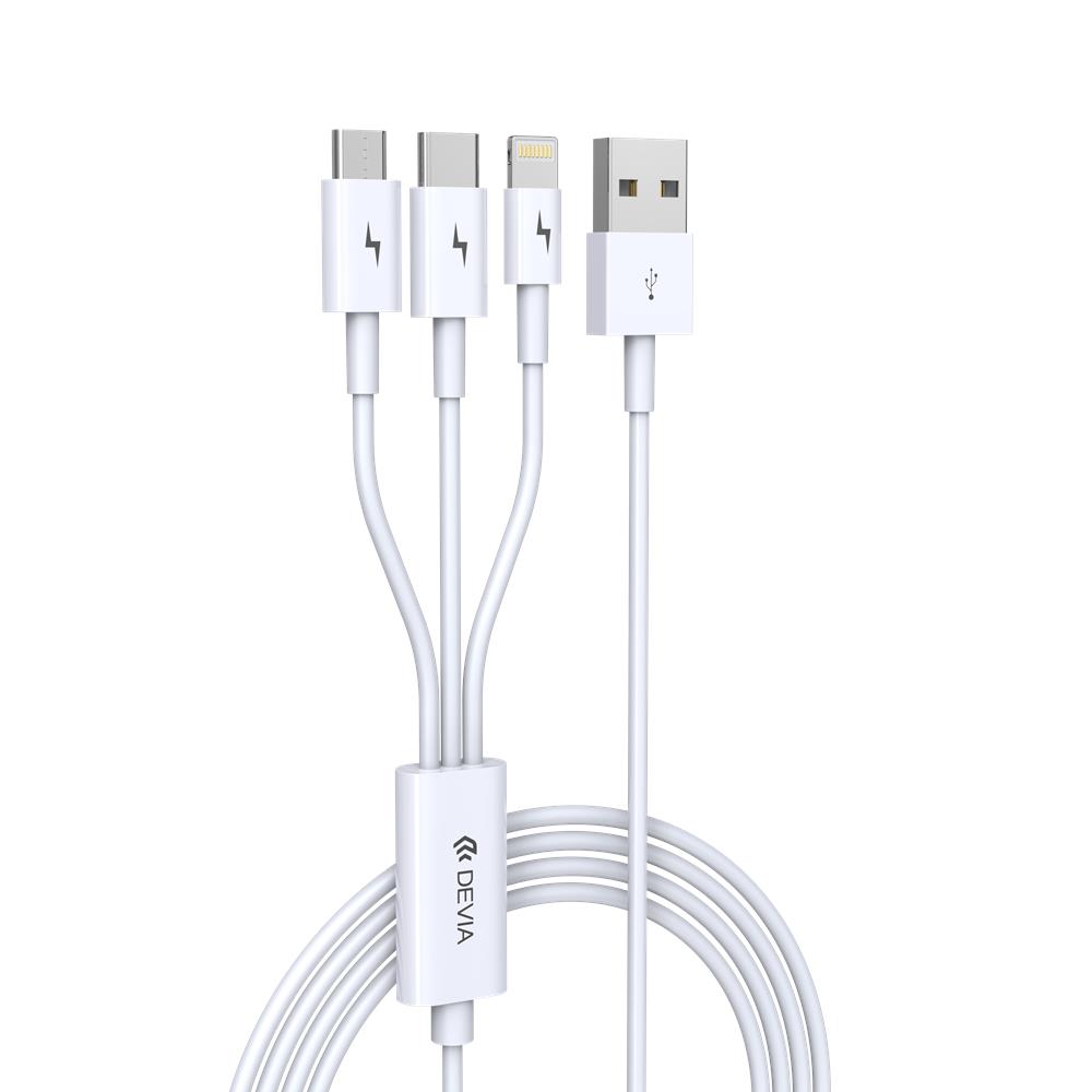 Devia cable 3in1 Smart EC141 USB – Lightning + USB-C + MicroUSB 1,2 m 2A white
