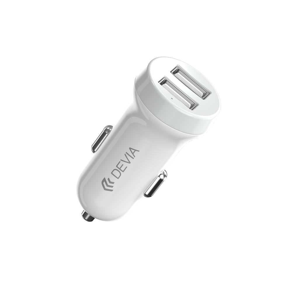 Devia bil laddare Smart 2x USB 3,1A vit + Lightning-kabel