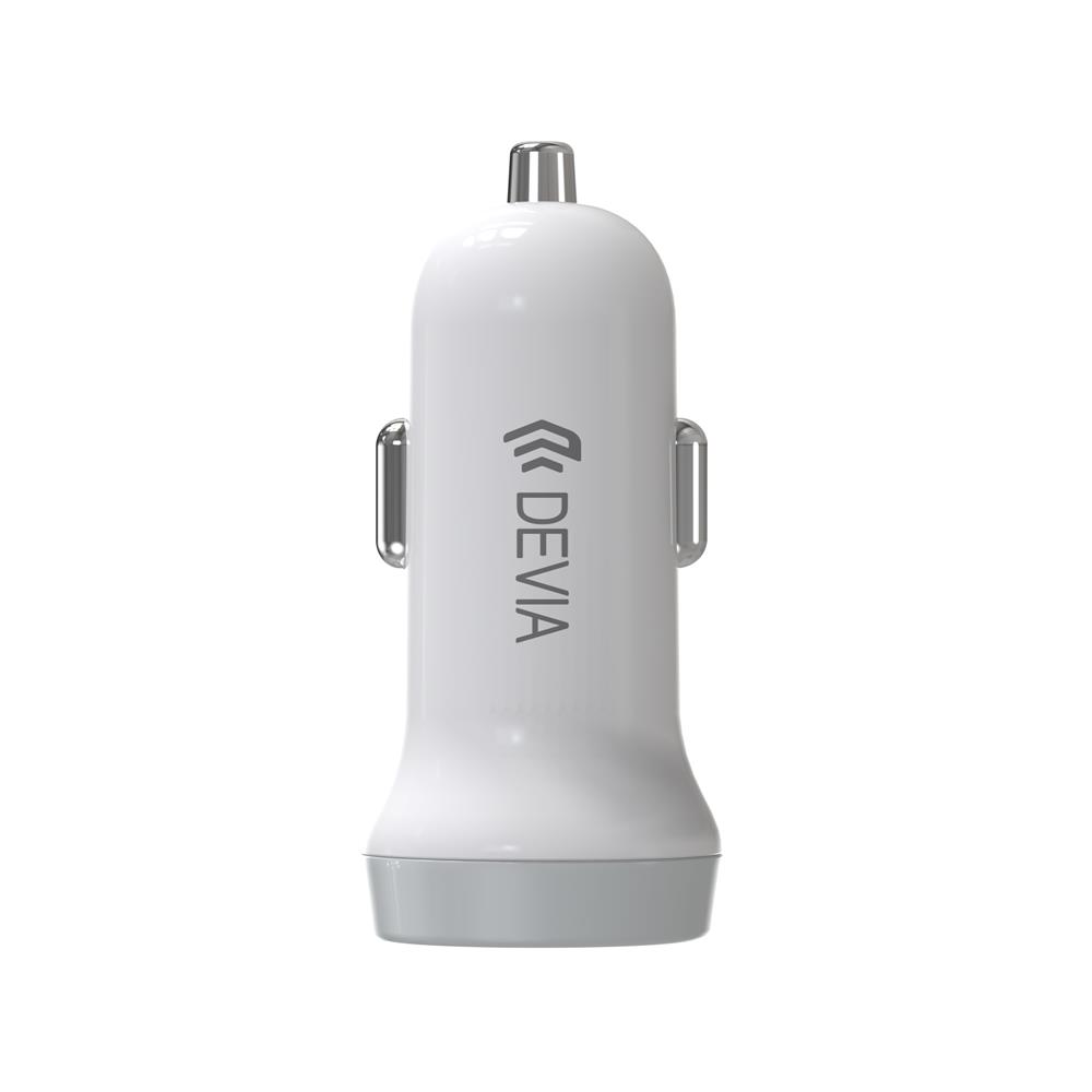 Devia bil laddare Smart 2x USB 3,1A vit + Lightning-kabel