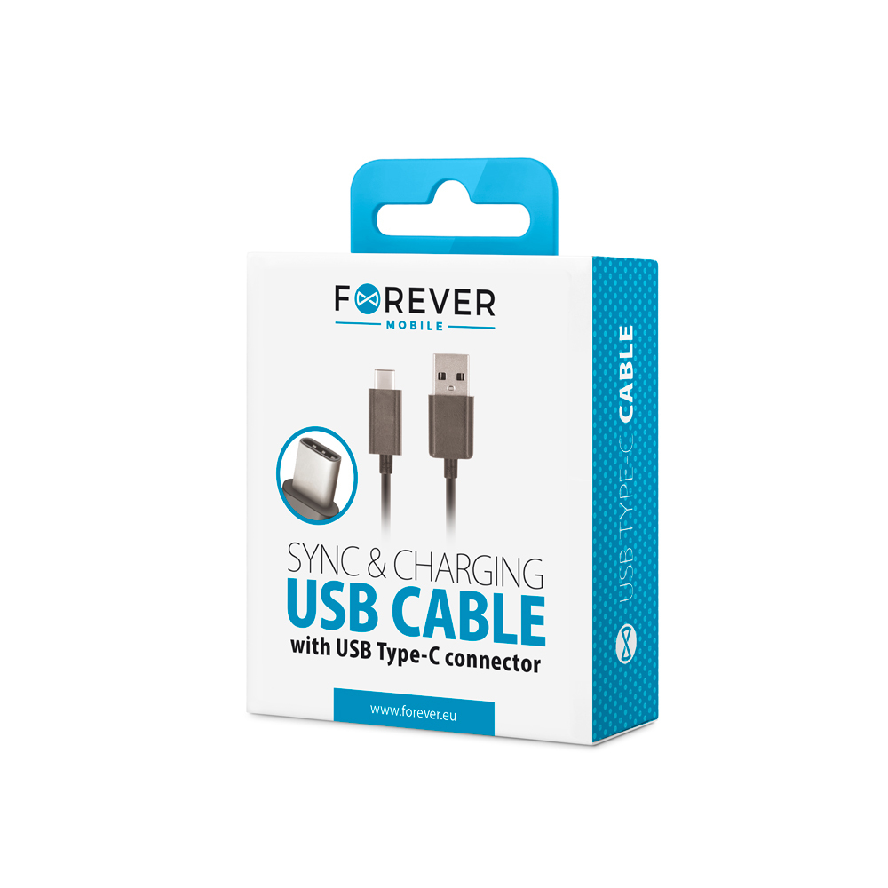 Forever cable USB – USB-C 1,0 m 1A svart