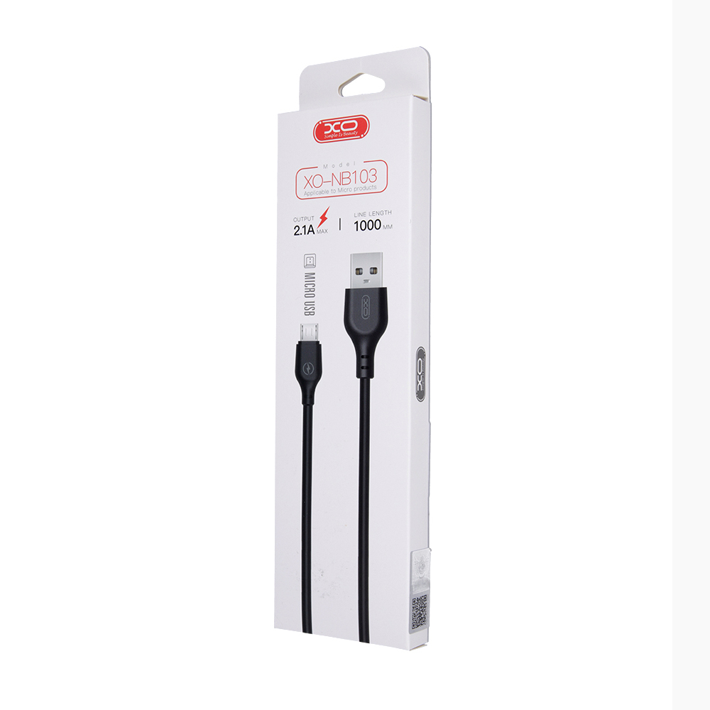 XO-kabel NB103 USB – microUSB 1,0 m 2,1A svart