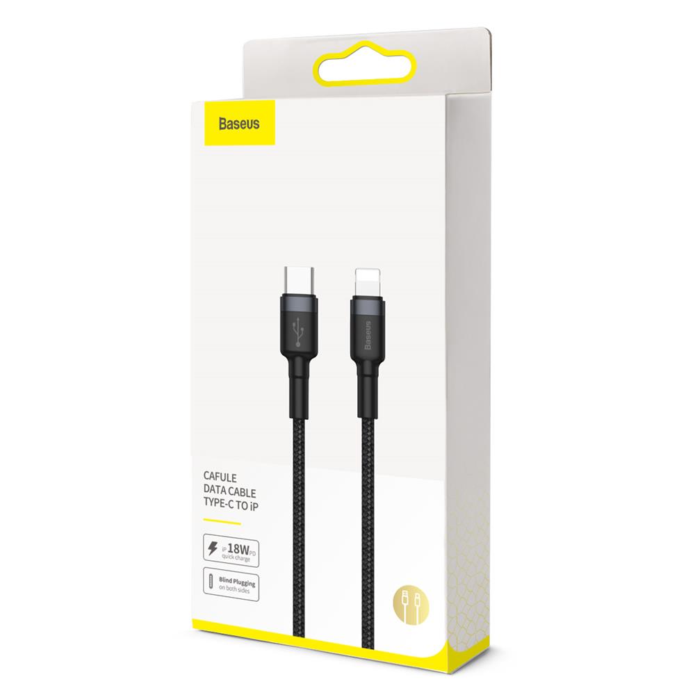 Baseus cable Cafule PD USB-C – Lightning 1,0 m gray-black 18W