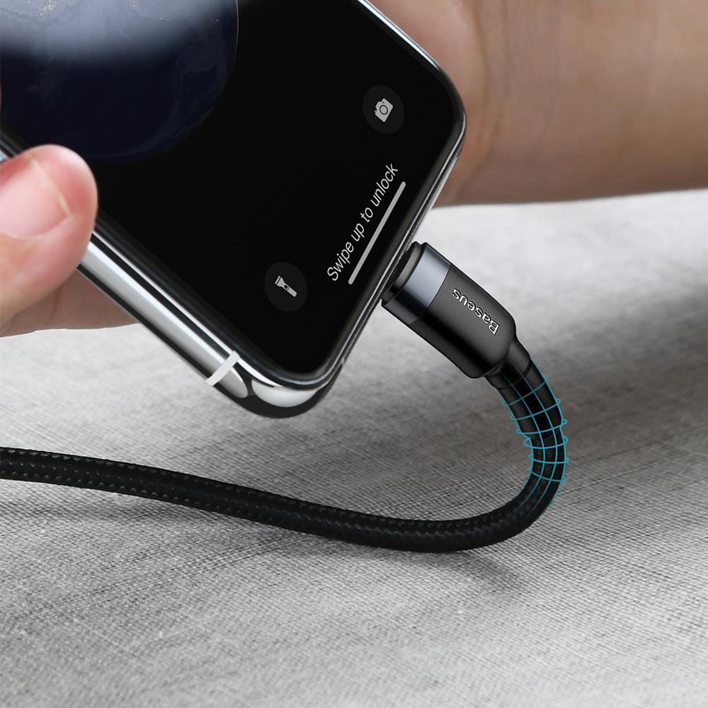 Baseus cable Cafule PD USB-C – Lightning 1,0 m gray-black 18W