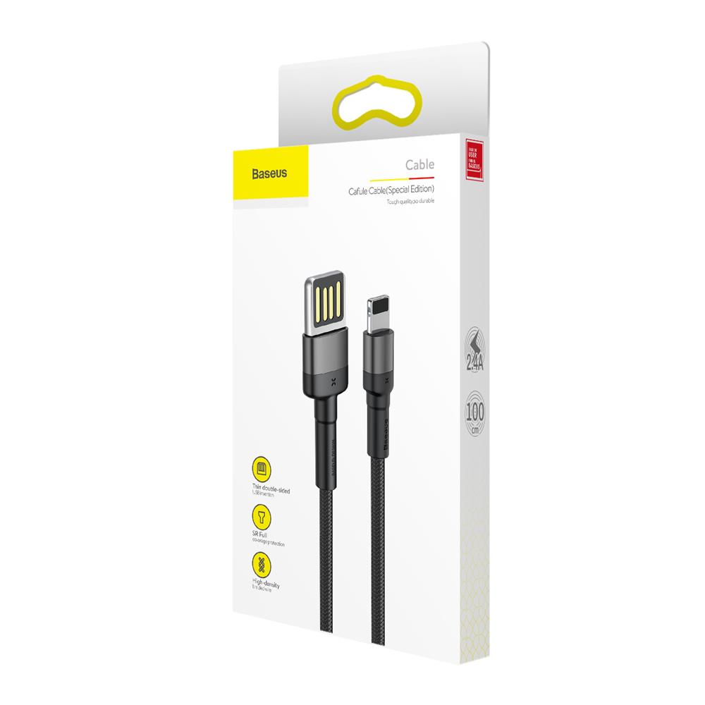 Baseus cable Cafule USB – Lightning 1,0 m 2,4A gray-black double side USB