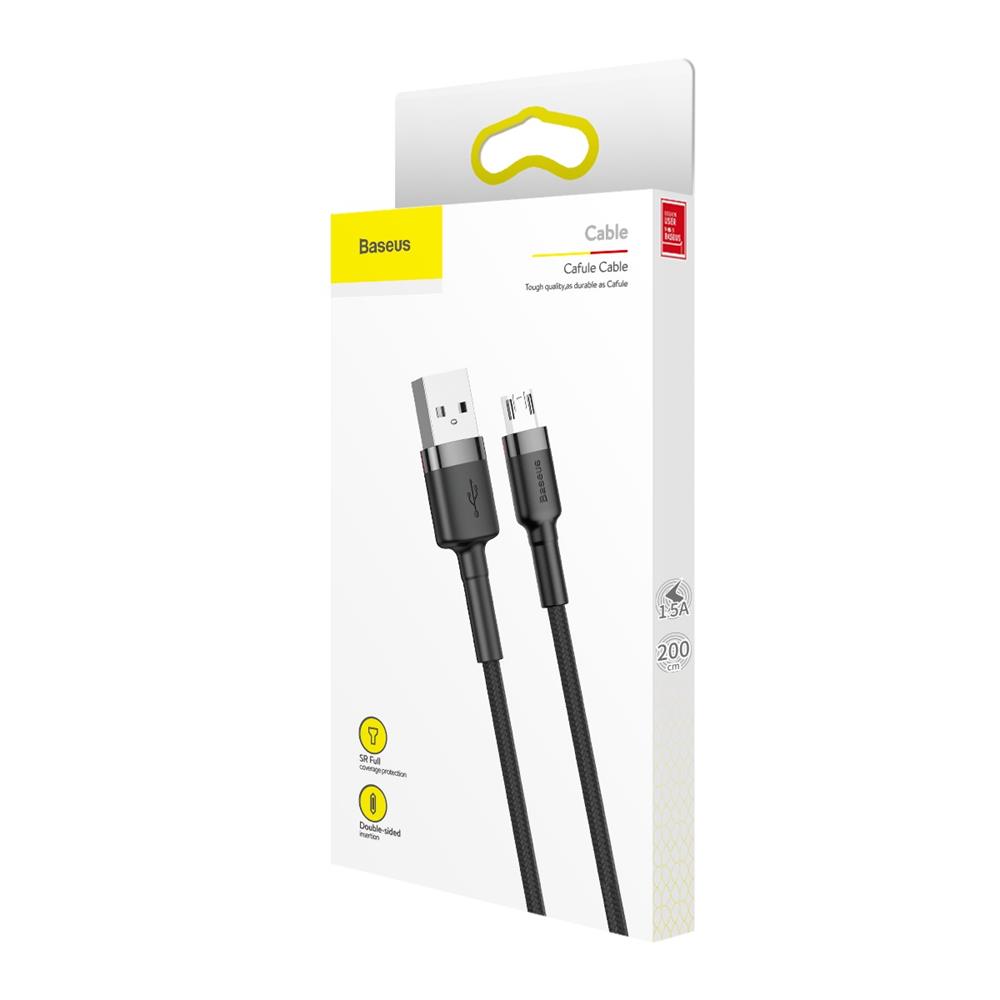 Baseus sladd Cafule USB – microUSB 2,0 m 1,5A grå-svart