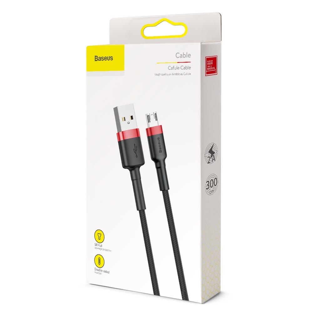 Baseus cable Cafule USB – microUSB 3,0 m 1,5A red-black