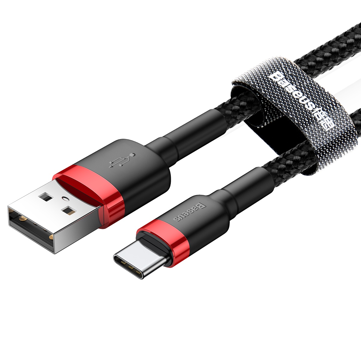 Baseus sladd Cafule USB – USB-C 2,0 m 2A röd-svart
