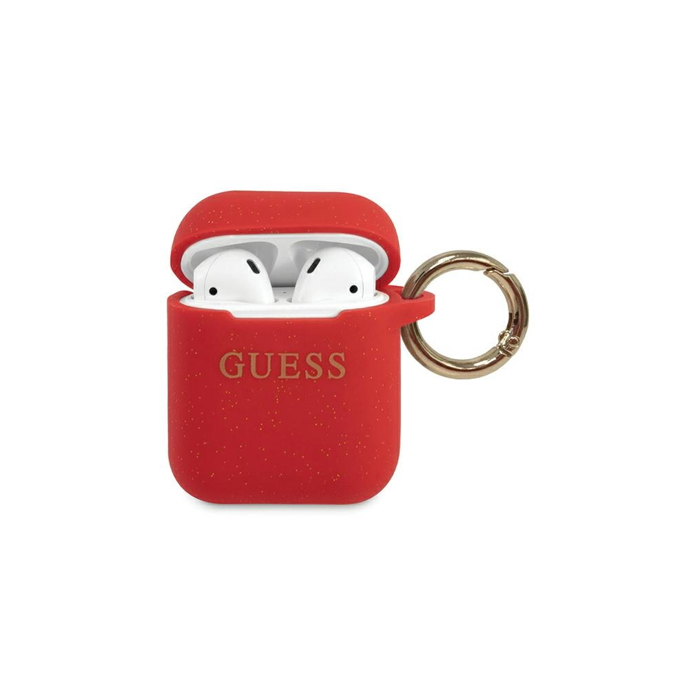 Guess case for AirPods GUACCSILGLRE red Silicone Glitter