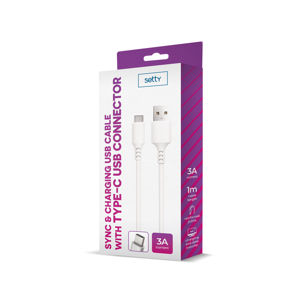 Setty cable USB – USB-C 1,0 m 3A white
