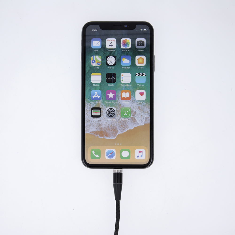 Maxlife MXUC-03 magnetkabel USB – Lightning + USB-C + microUSB 1,0 m 3A svart nylon