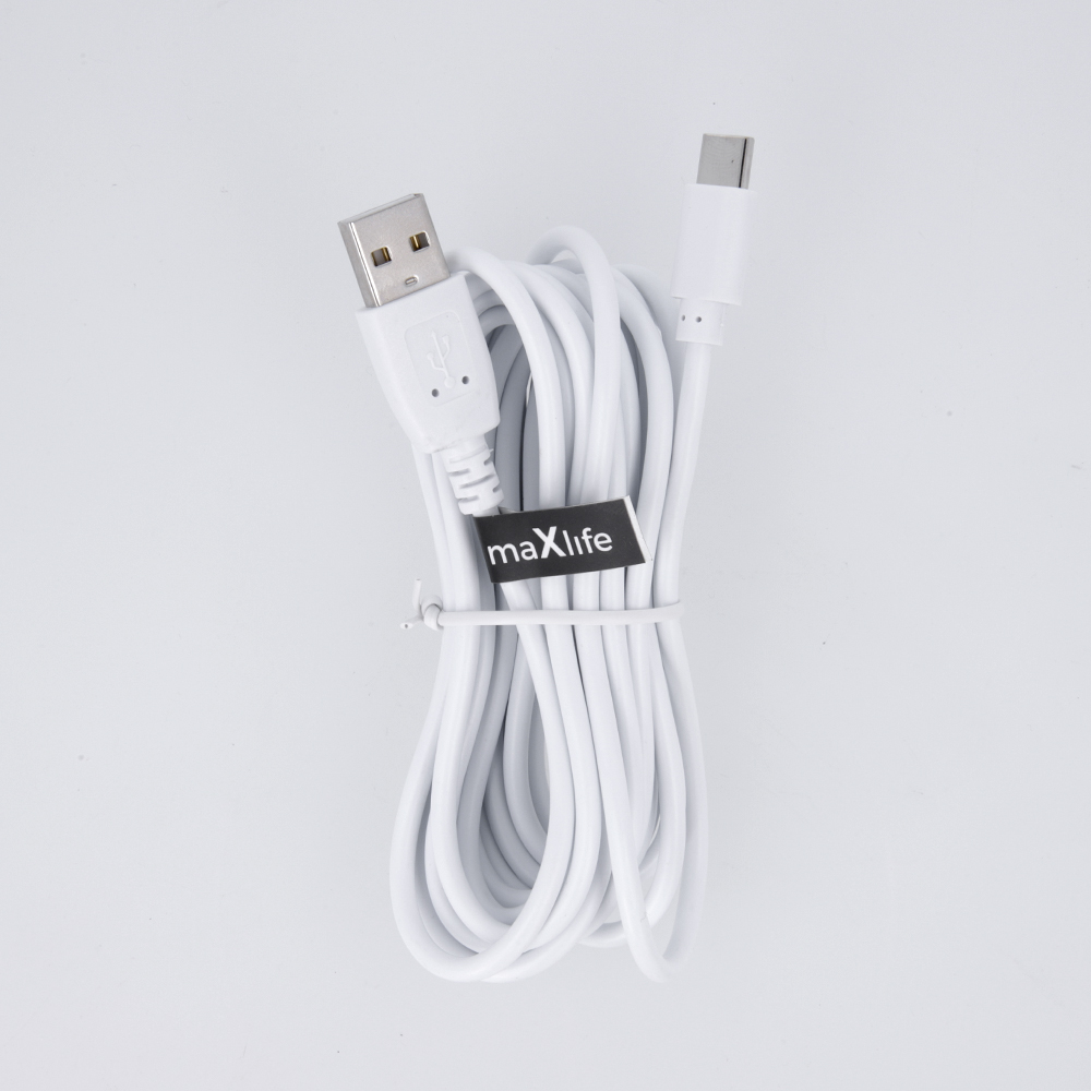 Maxlife cable USB – USB-C 3,0 m 2A white