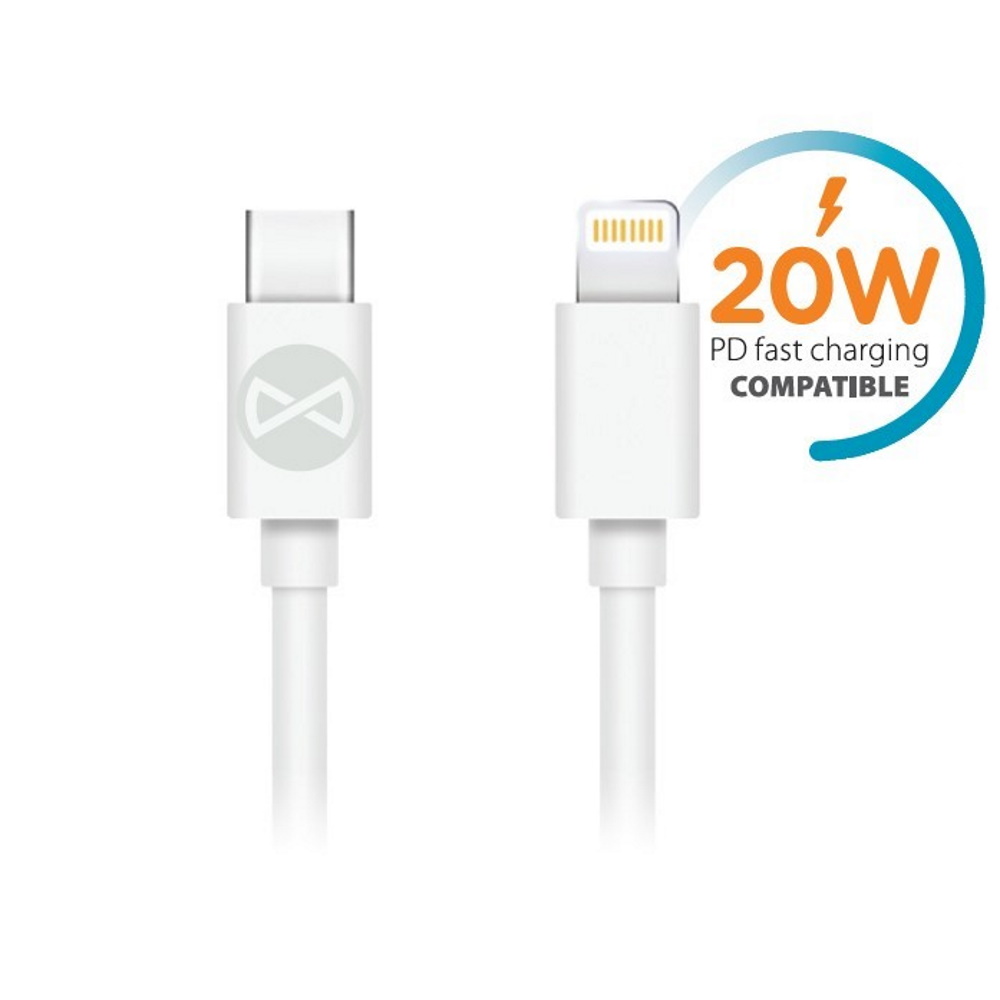 Forever cable USB-C – Lightning 1,0 m 20W white