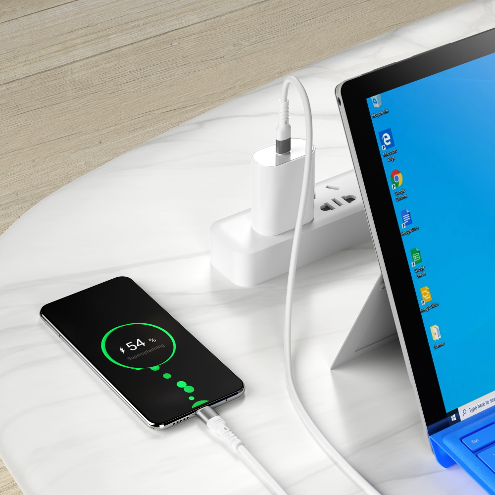 Forever Core Högeffektkabel USB – USB-C 2,0 m vit 100W för GaN