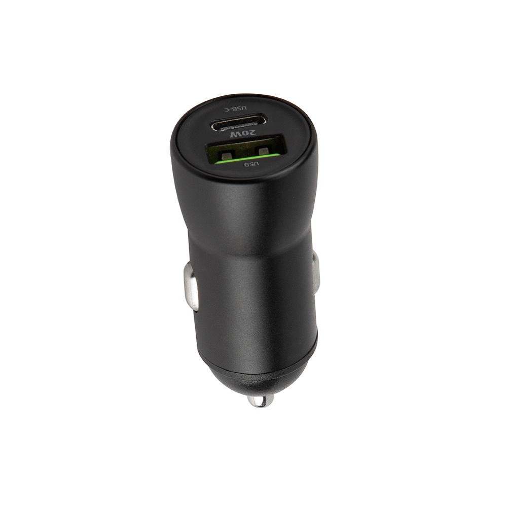 Maxlife MXCC-04 PD QC car charger 1x USB-C 1x USB 20W black