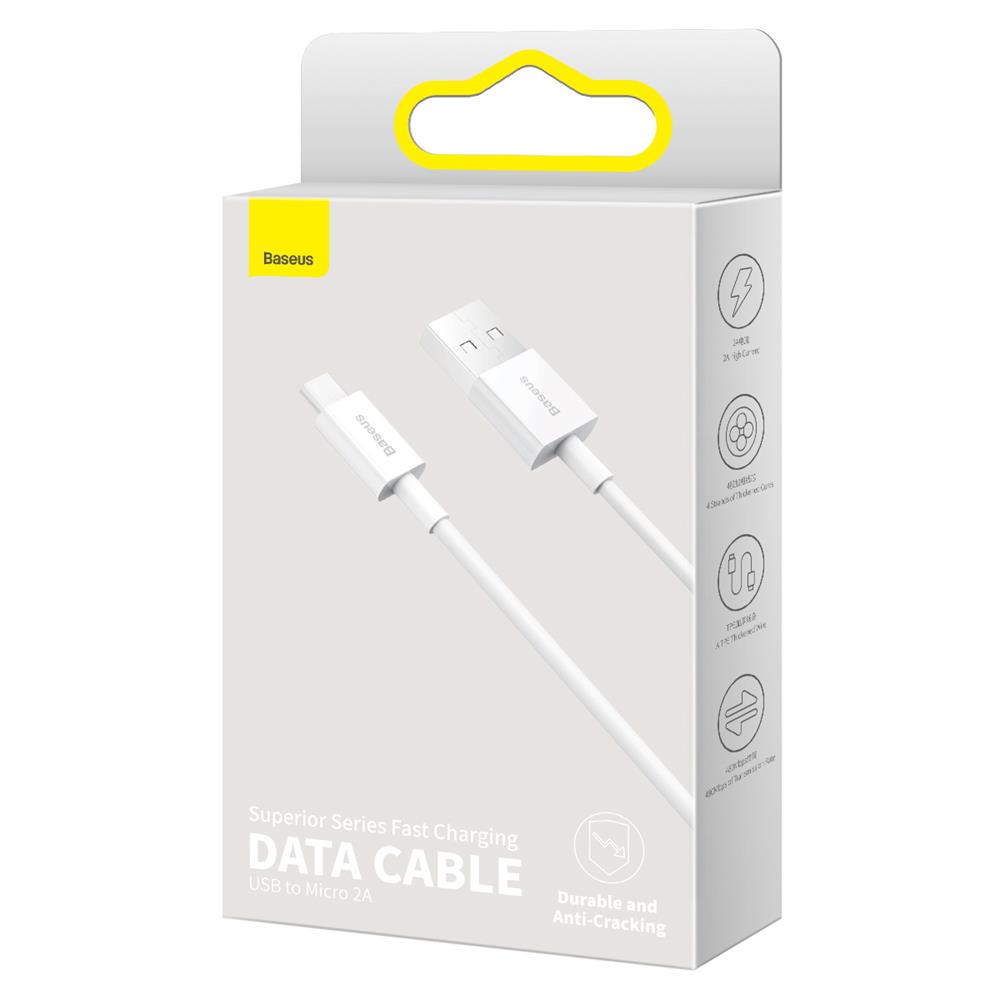 Baseus cable Superior USB – microUSB 2,0 m 2,0A white