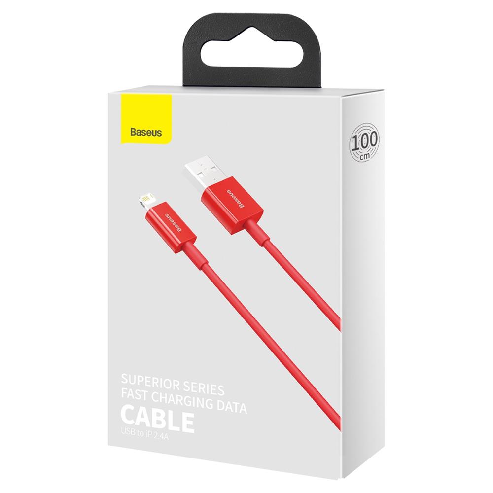 Baseus-kabel Superior USB – Lightning 1,0 m 2,4A röd