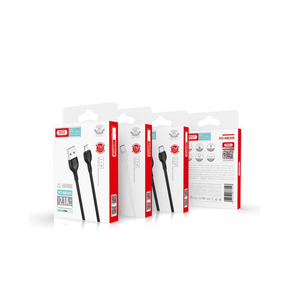 KO-kabel NB200 USB – USB-C 1,0 m 2,1 A vit