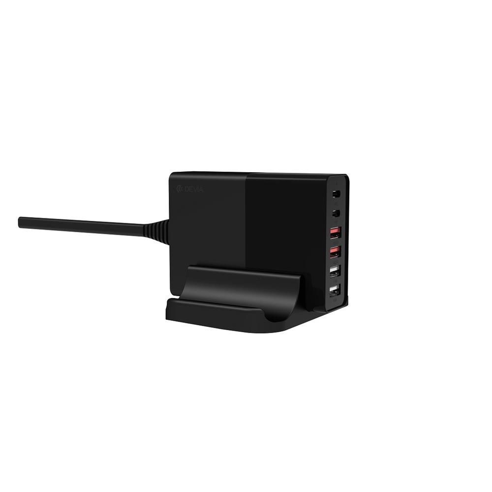Devia wall charger Extreme PD QC 3.0 75W 2x USB-C 4x USB svart