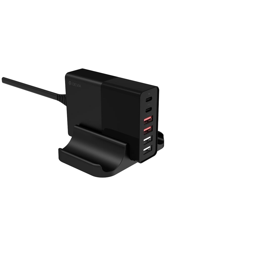 Devia wall charger Extreme PD QC 3.0 75W 2x USB-C 4x USB svart