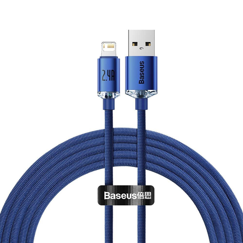 Baseus kabel Crystal Shine USB – Lightning 2,0 m 2,4A blå
