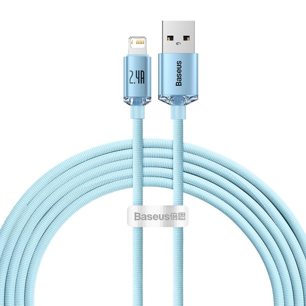 Baseus-kabel Crystal Shine USB – Lightning 2,0 m 2,4A himmelsblå