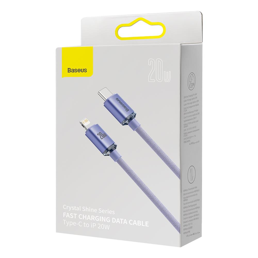 Baseus cable Crystal Shine USB-C – Lightning 1,2 m 20W purple