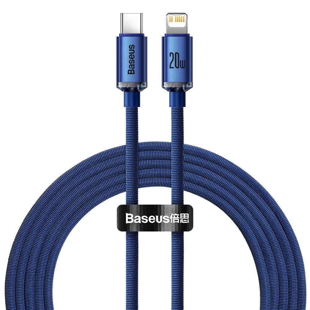 Baseus cable Crystal Shine USB-C – Lightning 2,0 m 20W blue