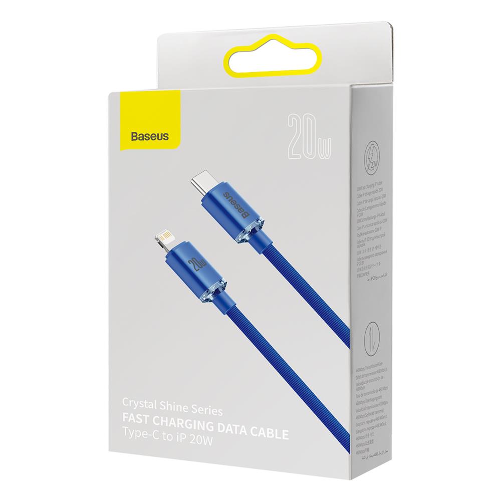 Baseus cable Crystal Shine USB-C – Lightning 2,0 m 20W blue