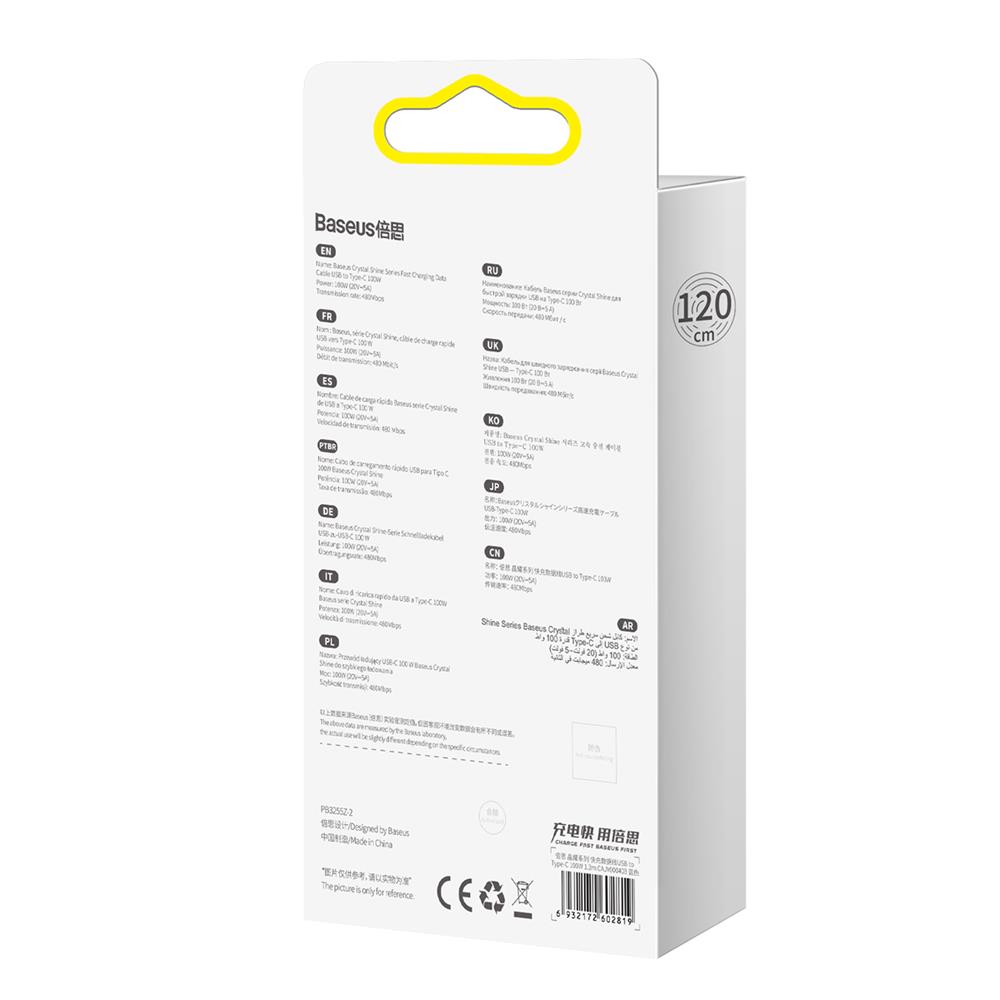 Baseus cable Crystal Shine USB – USB-C 1,2 m 100W blue