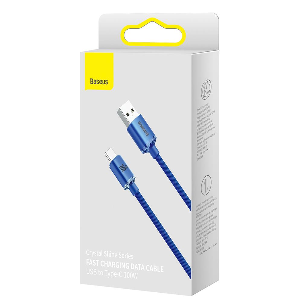 Baseus cable Crystal Shine USB – USB-C 1,2 m 100W blue